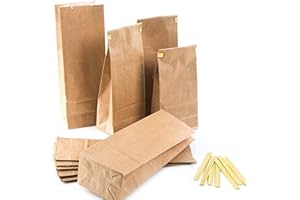 Kleine Blockbodenbeutel, 10 Stück: Papiertüten Braun, Teetüten Kraftpapier, Geschenktüte Give-Aways, Für Kaffee, Tee, Kräuter & Kekse, Kraftpapiertüten, Papiertaschen mit Verschluss, 7 x 4 x 20,5 cm