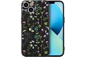 RALEAVO Kwiatowe etui na iPhone'a 13, etui z płynnego silikonu ze wzorem gałęzi kwiatowej, urocze etui na telefon dla dziewcząt i kobiet, smukłe, miękkie, gumowe etui ochronne na telefon iPhone 13