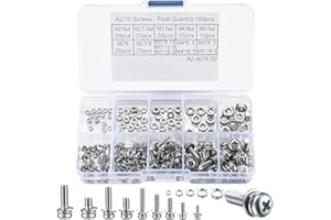 BAYIDUN Juego de 160 tornillos y tuercas de cabeza avellanada, kit surtido de tornillos de cabeza plana, para oficina en casa y electrónica industrial, M2/M2.5/M3/M4/M5