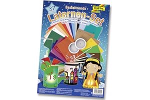 folia 951 - Laternen Bastel-Set, 37 Teile - Kreativset für Kinder und Erwachsene mit unterschiedlichen Materialien zum Basteln von Laternen