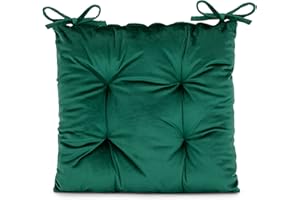 ‎AMELIAHOME AmeliaHome Poduszka Na Krzesło Ze Wstążką 40x40 cm Velvet Butelkowy Zielony Aleksa