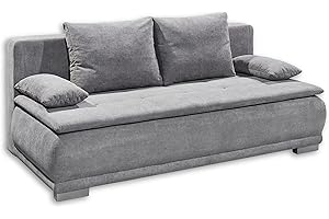 LUIGI Bequemes Schlafsofa mit Bettkasten, Stoffbezug Schlamm - Klappbares Sofa mit Schlaffunktion und fest vernähtem Schaumto