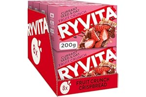 Ryvita Fruit Crunch - Currants, Seeds and Oats Crispbread | Healthy Snack | High in Fibre | 8 PACKS of 200 g
