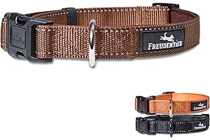 FREUDENTIER Hundehalsband - weich gepolstert mit Neopren, reflektierend & robust - Halsband Hund für kleine, mittelgroße & große Hunde (Chocolate, 40-65CM)