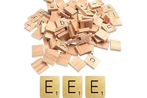 GLAMIFIED , GLAM Glamified Pack of 100 - E Scrabble Tiles - Same Letters Bags -WOODEN SCRABBLE TILES BLACK LETTERS NUMBERS FOR CRAFTS WOOD ALPHABETS (Letter E, Pack of 100 Tiles)