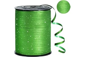 RIBBOOO 450 Meters Geschenkband GlitzerBand Dunkelgrün 5mm Luftballons Band Geschenkverpackung für Weihnachtsdeko Ballonverschlüsse Geschenkverpackung Hochzeitsdeko (500 Yard Balloon Ribbon