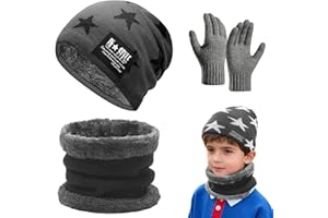 Solivive Winterliches 3 Stück Mütze, Schal und Handschuhen Set Kinder,Warm Halten Kindermütze,Loop Schal Kinder,Geeignet für Jungen und Mädchen, Innen- und Außenbereich,Kindergeschenke