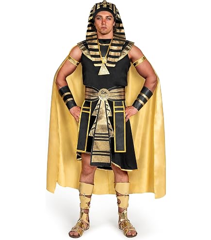 Costume Faraone Egiziano Uomo – Tunica Effetto Velluto Con Copricapo E Collare, Taglia M, Grigio E Bianco