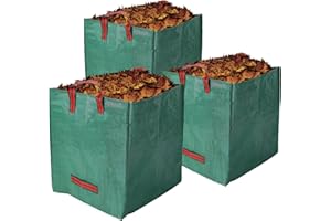ASOFTY 3 PCS Sacs de Jardin, 125L Réutilisables Carrés Sacs à Déchets de Jardin avec Poignées, Pliables Sacs à Feuilles, Sacs pour Déchets de Jardin pour Herbe, Feuilles, Bois, Déchets Verts
