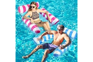 Alintor 2 Pack Inflatable Pool Floats, Pool Inflatables for Adults, 4 IN 1 Swimming Pool Floats Hammock, Pool Toys Water Hammock for Armchair Mattresses Seat Floating Mattress