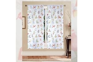 Home Tresor - Tenda per Cameretta Bambini, Set 2 Pannelli, Coppia Tende Finestra e Portafinestra per Bambini Fantasia Palloncini, Animali, Mod. Giorgia - Finestra 60x150 cm.