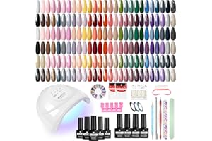 VANREESA Kit Verni Semi Permanent, 55 Couleurs Kit Ongle Gel U V Complet 77 PCS avec Top Base Mat Pailleté Coat et Lampe LED 48W U V et Outils de Manucure, Kit Manucure pour Débutants