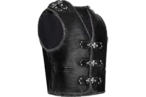PAULGOS Lederweste Weste Kutte Leder Biker Rocker Motorrad Clubweste Bikerweste Motorradweste Schwarz BW7
