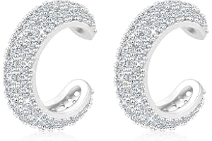 ALEXCRAFT 2 Pezzi Ear Cuff Orecchini Donna Argento Oro 14K Placcato Acciaio Inossidabile Chunky Finti Senza Buco