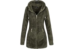 Sublevel Damen Teddyfleece-Jacke Mantel LSL-357 mit Kapuze
