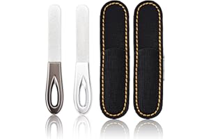 Sibba Lime à Ongles en Métal Avec étui Mini Lime à Ongles Double Face Fine en Acier Inoxydable avec Poignée AntidéRapante pour Meuler Facilement les Ongles pour Homme et Femme