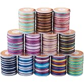 Beadthoven 0.7 mm Polyester Chinese Knot Cord 11 Rolls Rainbow Colours Braided Bead Cord Rope Trim for Jewellery Making Kumihimo Macrame 7 m / Roll