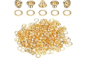 QUARKZMAN 50 Stück Ösen 3 mm Innen-Ø Messing Ösen Metallösen Rostfrei Planenösen Grommet Kit mit Unterlegscheiben Eyelets für Banner Leder Schuhe Handtaschen Vorhänge Bastel, Gold