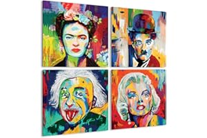 Giallobus - Quadri 4 Multi Pannello Art Board - Personaggi Famosi - Raccolta 1 - Legno MDF - 29,7x29,7 - x 4 Pezzi