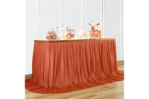 NSSONBEN Tulle Table Skirt Burns Table Skirts Table Decoration for Baby Shower, Baby Shower Girls, Wedding, Birthday, Children's Birthday, Communion, 183 x 77 cm Burns Tulle Table Skirt