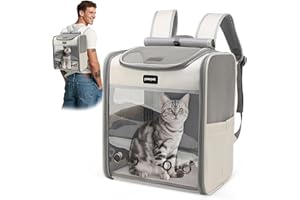 ALLSOPETS Zaino per Cane, Zaino Trasportino Pieghevole per Gatti e Cani di Piccola Taglia, Zaino Traspirante per Viaggi Passeggiate e Escursioni (Grigio Nebbia)