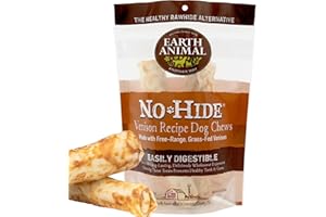 Earth Animal No Hide Golosinas Masticables Medianas con Sabor a Venado, Alternativa Natural al Cuero Crudo, Duradero, para Perros | Golosinas para Perros Medianos (1 Paquete)