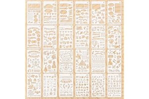 Graplan - Set di 24 stencil in plastica per agenda, fai da te, disegno, riutilizzabili, con lettere e numeri, sagome per diario, agenda, scrapbooking, creazioni fai da, disegno