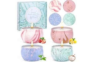 LDUMODUW Lot de 4 Grandes Bougies Parfumées pour Femme, Aromathérapie pour Soulager le stress, Cire de Soja Naturelle, Décoration de Noël, pour Anniversaire, Saint-Valentin, Yoga