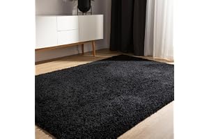 benuta Basic Hög lugg Matta Sohari - Svart 60x120 cm - Minimalistisk - Mjuk tvättbar - Sovrum, hall, matsal - Lämplig för gol