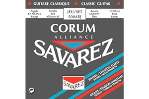 Savarez 656120 - Cuerdas para Guitarra Clásica Alliance Corum 500ARJ Juego Tensión mezcladas gris,roja,azul