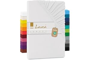 Lavea® Lenzuolo con Angoli Singolo 90x200 cm - 100% Cotone Traspirante - per Materassi alti fino a 20 cm - con Elastico in Jersey - Bianco