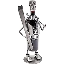 STEEMO Weinflaschenhalter Skifahrer - Handgefertigter Flaschenständer Aus Stahl