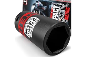 KIRXST 1/2" Drive 23mm Deep Impact Socket, 6 Point CR-V Deep Socket, 78mm Length, Auto Trucks Car Tires Repairing DIY Mechanic Tool