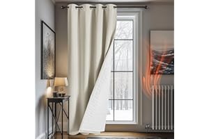 Deconovo Cortinas Salon Dormitorio de Opacas termicas aislantes Frio 1 Pieza 132x214cm Beige Claro