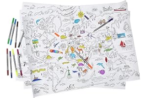 eatsleepdoodle World Map Colouring Wrapping Paper - 3 Large Sheets to Use as an Educational Colour-in Activity or Giftwrap - World Map to Colour