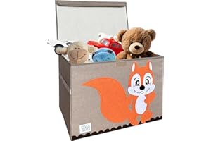 MISHMASH Collapsible Storage Box With Lid – Large Toy Storage Unit for Children/Baby/Toddler – Animal Storage Boxes In 7 Styles – Portable, Compact and Multipurpose Chest (Squirrel)
