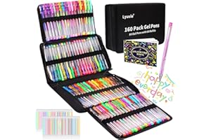 Lyuvie 160 Stylo Gel Paillette,80 Stylo Gel Couleur avec 80 Recharges et 1 Carnet de Coloriage pour Enfants Adultes,Stylo Paillette pour Ecriture Dessin Gribouillage Artisanat Scrapbooking