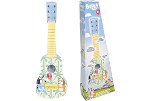 Lexibook, Bluey, Mi Primera Guitarra para niños, 6 Cuerdas de Nylon, 53 cm, Guía incluida, Azul, K200BY