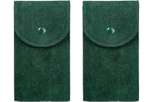 Hemobllo Watch Pouch - 2 Pcs Single Watch Pouch Portable Travel Watch Pouch with Snap Button Flannelette Fabric Watch Storage Bag Organizer, Green