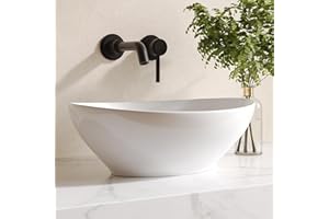 DEER VALLEY Bathroom Vessel Sink, DeerValley Ceramic Oval Countertop Basin, Above Counter Wash Basin Modern Vanity Sink Art Deco Basin - 40 x 33 x 14.5cm