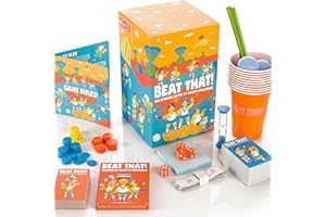 GUTTER GAMES Beat That! Game - Party Games & Family Games, Games for Adults & Family Board Games for Kids and Adults - Garden Games - Family Card Games - Main Game & Household Objects Expansion Bundle