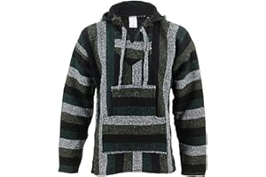 Siesta Mexican Baja Jerga red and Black Hooded Hippie top