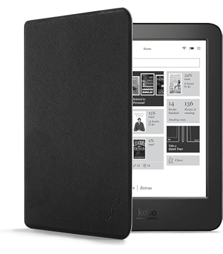 Housse Étui Kobo Aura ONE Kwmobile - Simili Cuir Noir - Rabat Protection Avec Support Lecture