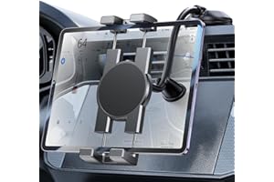 Coolpow Supporto Tablet Auto Cruscotto Parabrezza Compatibile, Porta Tablet Cruscotto Parabrezza a Collo Oca per 4.7"-12.9" Pollici, Supporto Cruscotto E iPad Forte Ventosa Camion/Furgoni