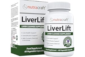 NUTRACRAFT LiverLift #1 Liver Cleanse & Detox Supplement | Turmeric, Beetroot, Dandelion, Chicory, Burdock, Artichoke and More | Money Back Guarantee | 60 Vege Capsules
