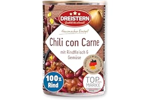 ‎DREISTERN DREISTERN Chili con Carne 400g I Mit Rindfleisch & Gemüse I High-Protein-Eintopf mit hochwertigen Nährwerten I Lange Haltbarkeit & ohne zugesetzte Konservierungsstoffe I Hausmacher Qualität