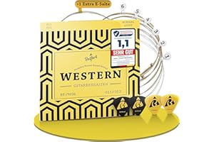 BELFORT® Gitarrensaiten für Westerngitarre - Premium Phosphor-Bronze (6 Saiten-Set) für Western-Gitarre & Akustikgitarre BONUS 4 Plektren + Extra hohe acoustic E-Saite (Gitarrensaiten Akustikgitarre)