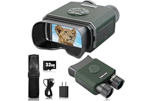 Relassy 1080P HD Binoculares Prismáticos Visión Nocturna 9 Grados Infrarroja Digital Alcance de 500m con 4" LCD TFT, Zoom Digital 8X con 32GB para Caza