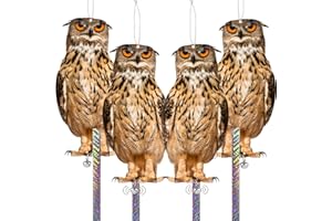 HOMO TRENDS Effaroucheur Oiseaux, Anti Pigeon Repulsif Pigeon, Effaroucheur Pigeons Balcon, Corbeau Anti-Pigeon, Hibou Anti Pigeons, Epouvantail Balcon Jardin 4 Pièces Carton