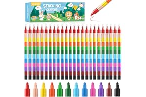 ECHOCUBE 24pcs Crayons De Couleur Empilables pour Enfants, Ensemble de Crayons de Cire Empilables Arc-en-ciel pour Cadeaux D'anniversaire, Petits Cadeaux de Fête, Coloriage enfant